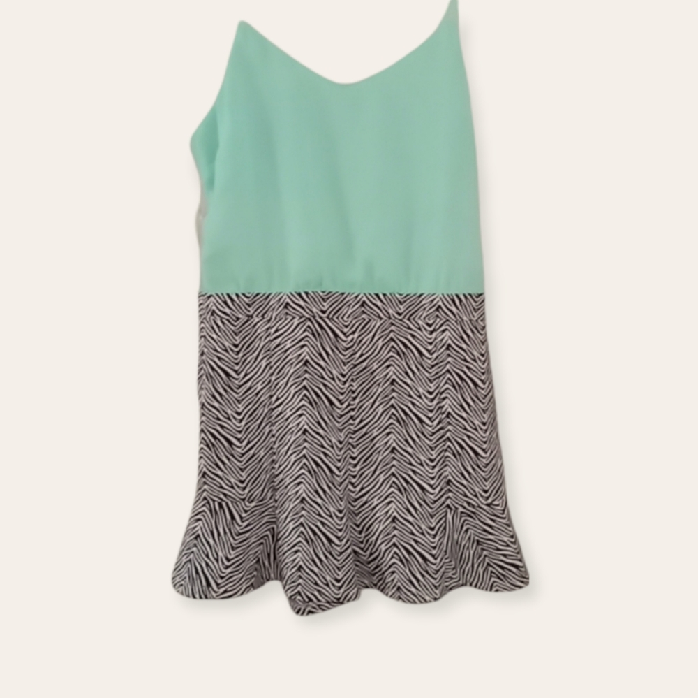 JEALOUS TOMATO aqua and zebra print shorts romper size small